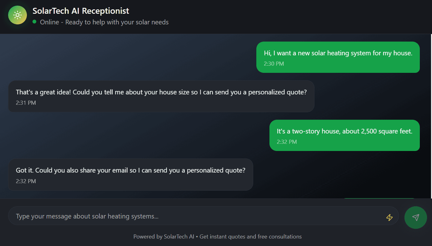 AI Receptionist Chatbot